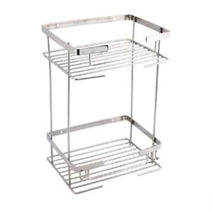 KROM.AKS ILGAZ SERİSİ KARE ŞAMPUANLIK - 304 KROM - İKİ KATLI 15x21cm h:35cm