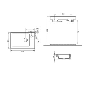 İDA ETEJERLİ LAVABO 32X50cm TURAVİT