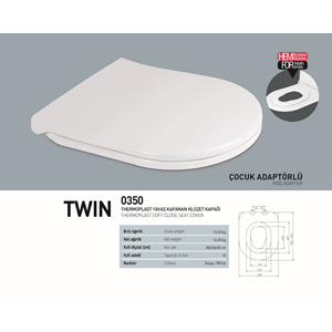 NKP TWİN YAVAŞ KAPANAN KLOZET KAPAĞI - ÇOCUK ADAPTÖRLÜ ( THERMOPLAST )