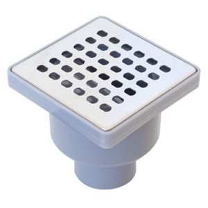 KROM YER SÜZGECİ KLAPELİ 10 x 10 cm Ø 50 PLASTİK ÇERÇEVE ALTTAN ÇIKIŞ YER SİFONU