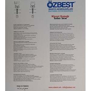 ÖZBEST EGE ANATOLİA ( AKDENİZ ) ( 36 x 43 cm ) NORMAL KAPANAN PLASTİK KLOZET KAPAĞI