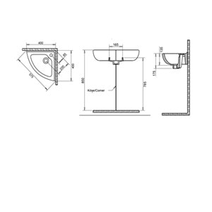 KÖŞE LAVABO 40X40cm TURAVİT