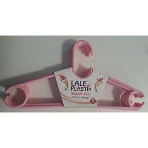 LALE PLASTİK ELBİSE ASKISI KLASİK 6 LI KARIŞIK RENKLİ