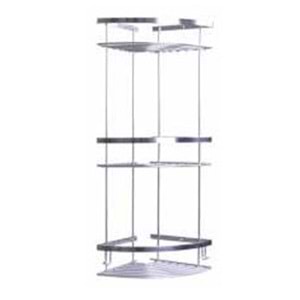 MAXIFLOW KÖŞE RAFI ( SÜNGERLİK ) LAMALI - 304 KROM - ÜÇ KATLI 19x19cm ( 34615 )