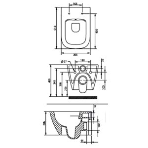 LUNA RİMOUT ASMA KLOZET TURAVİT - MAT SİYAH