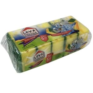 LEVA BULAŞIK SÜNGERİ OLUKLU 5Lİ PAKET LV-2616