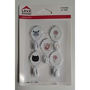 LEVA YAPIŞKANLI ASKI 5 Lİ HANGER LV-2938 ( KARIŞIK DESEN )