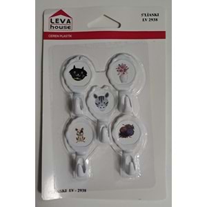 LEVA YAPIŞKANLI ASKI 5 Lİ HANGER LV-2938 ( KARIŞIK DESEN )