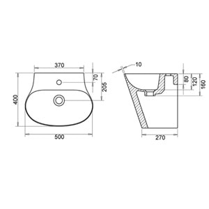 MİNİA LAVABO MONOBLOK 40X50 TURAVİT