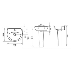 36X45 OVAL LAVABO + KISA KOLON AYAK ( ÇOCUK LAVABO + KISA KOLON AYAK ) TURAVİT