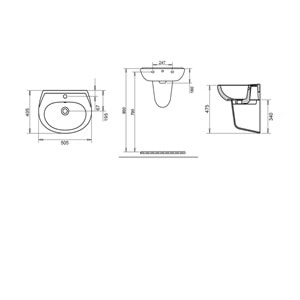 40X50 OVAL LAVABO + YARIM AYAK TURAVİT