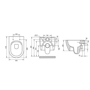 RONDO RİMOUT KANALSIZ ASMA KLOZET (GİZ.MON.) TURAVİT - MAT SİYAH