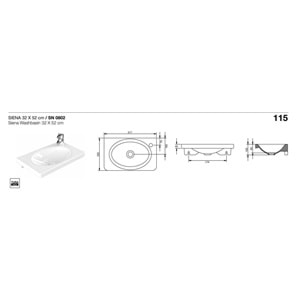 SİENA LAVABO 32X52cm TURAVİT