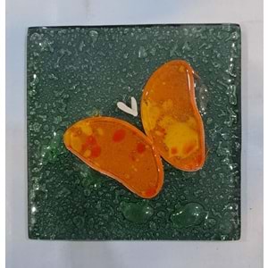 LEVA DEKORATİF CAM BANYO GİDER SÜSÜ ( 10 x 10 cm ) - KELEBEK