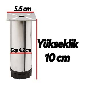 METAL BAZA AYAK 10 CM KROM ( 1 ADET FİYATIDIR )