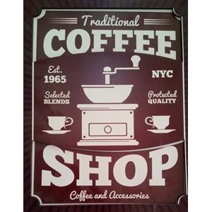 AHŞAP DUVAR SÜSÜ - COFFEE SHOP - 20 x 25 cm