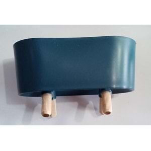 AHŞAP AYAKLI PLASTİK OVAL SAKSI ( 8 x 15 x 7 cm ) - K.MAVİ