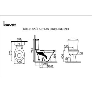 İDEVİT GÖKKUŞAĞI ALTTAN ÇIKIŞLI KLOZET + REZERVUAR