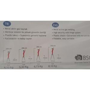 ÇİFT ÇIKIŞLI METAL MERDİVEN 5 BASAMAK ( 5+5 BASAMAKLI )
