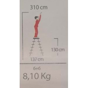 ÇİFT ÇIKIŞLI METAL MERDİVEN 6 BASAMAK ( 6+6 BASAMAKLI )