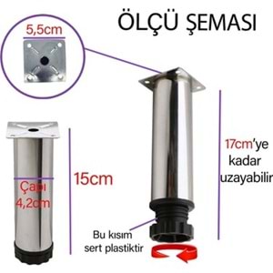 METAL BAZA AYAK 15 CM KROM ( 1 ADET FİYATIDIR )