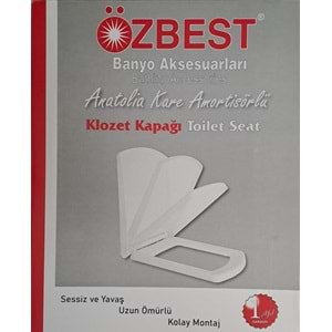 ÖZBEST KARE ANATOLİA (AMORTİSÖRLÜ) YAVAŞ KAPANAN KLOZET KAPAĞI ÜSTTEN MONTAJLI