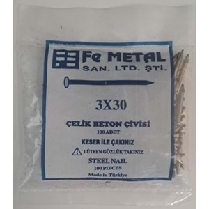 3 x 30 ÇELİK ÇİVİ BETON ÇİVİSİ ( 100 ADET FİYATIDIR )