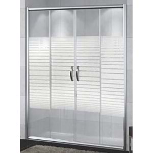 DUŞAKABİN 6mm CAM 2 SABİT 2 ÇALIŞIR 140-160 cm H:190cm - SARUN YAPI MARKET A.Ş. - DESENLİ