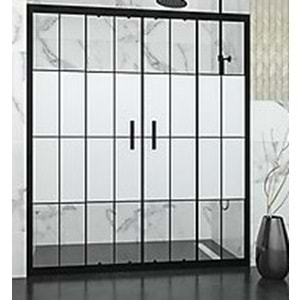 DUŞAKABİN 6mm CAM 2 SABİT 2 ÇALIŞIR 140-160 cm H:190cm - SARUN YAPI MARKET A.Ş. - KAROLAJ DESENLİ