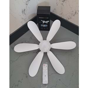 DETACHABLE FAN LİGHT KUMANDALI 6 KANAT PERVANE LED AMPUL 3 RENK IŞIK MODU 24W E27 DUY