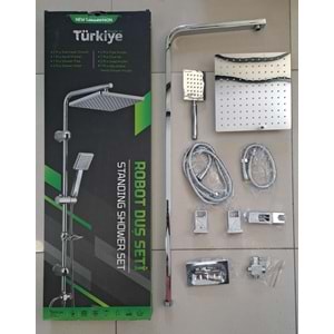 ROBOT DUŞ SETİ - FLAT DUŞ SETİ - 304 KROM - KARE BORU - METAL TEPE VE EL DUŞU