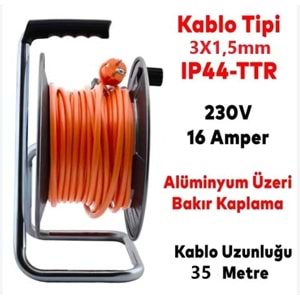 GOLD MAKARALI SEYYAR UZATMA ARA KABLOSU - 3 x 1,5 - 35 mt