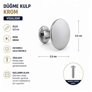 GÜL HİLAL DÜĞME KULP KROM