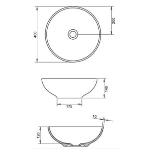 TOLEDO ÇANAK LAVABO 40cm TURAVİT - MAT SİYAH