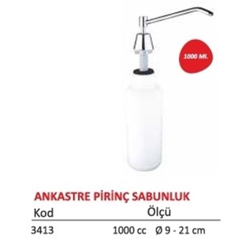 MAXIFLOW ANKASTRE PİRİNÇ SIVI SABUNLUK 1000 ml. Ø 9 x 21 cm (32169 )