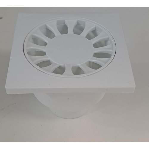 BEYAZ YER SÜZGECİ 10 x 10 cm - Ø 50 ALTTAN ÇIKIŞ YER SİFONU