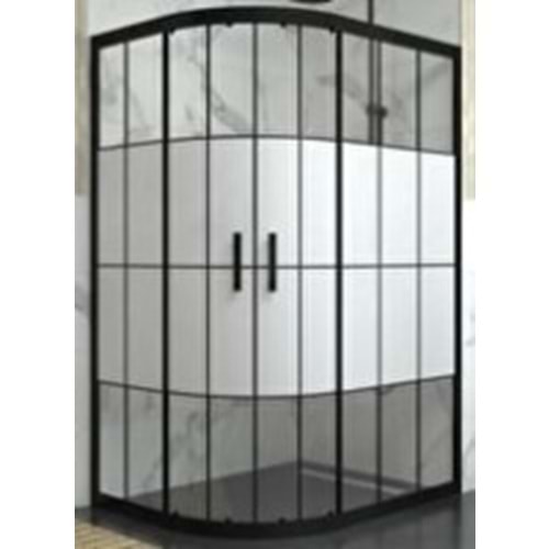 DUŞAKABİN 6mm CAM OVAL 100X100 cm H:190cm - KAROLAJ DESENLİ CAM