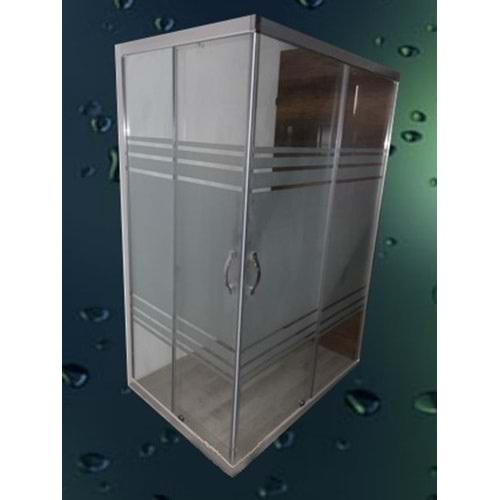 DUŞAKABİN 6mm CAM KARE 110X110 cm H:190cm - DESENLİ