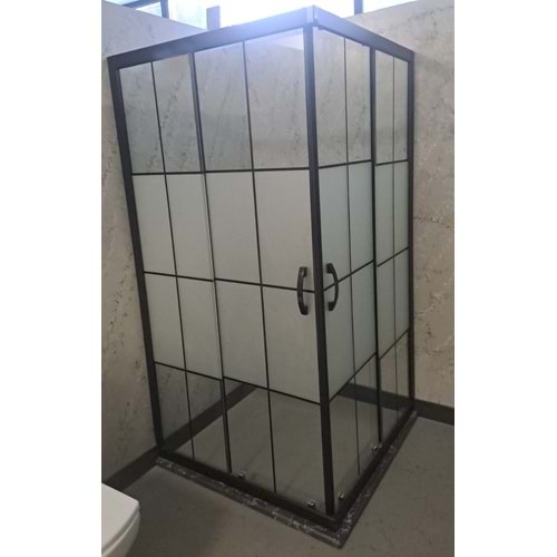 DUŞAKABİN 6mm CAM OVAL 90X90 cm H:190cm - KAROLAJ DESENLİ CAM