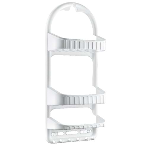 DÜNYA ŞAMPUANLIK 3 LÜ PLASTİK BANYO KÖŞE RAFI ( ASKILI VE VANTUZLU )( 26,5 x 62 x 13 cm )