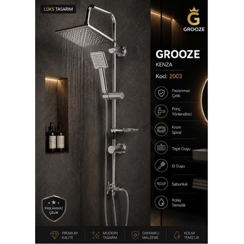 GROOZE ROBOT DUŞ SETİ - FLAT DUŞ SETİ - KENZA - KOMPLE KROM