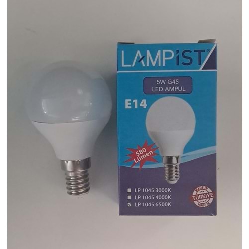 LAMPİST E14 DUY TOP LED AMPUL 5W 580 LM BEYAZ IŞIK 6500K G45