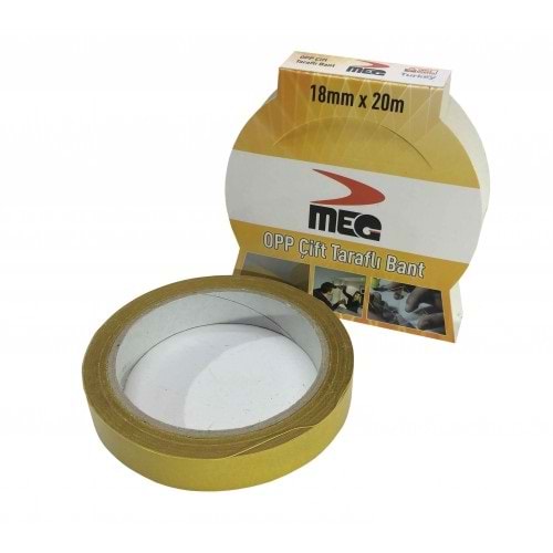 MEG OPP ÇİFT TARAFLI BANT 18mm X 20m (1 ADET FİYATIDIR)