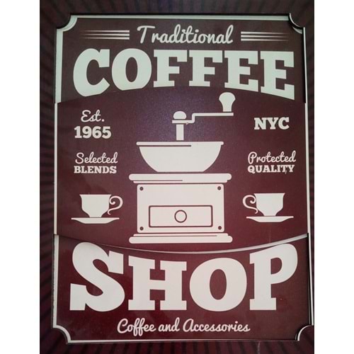 AHŞAP DUVAR SÜSÜ - COFFEE SHOP - 20 x 25 cm