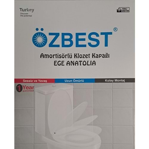 ÖZBEST EGE ANATOLİA (AMORTİSÖRLÜ) YAVAŞ KAPANAN KLOZET KAPAĞI ÜSTTEN MONTAJLI