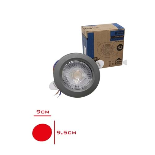 LEVA SIVA ALTI DOWNLIGHT SPOT 3IN1 IŞIK GRİ ÇERÇEVE 6 W 660lm 9 CM LV-3073