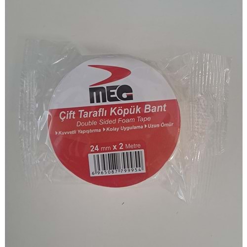 MEG ÇİFT TARAFLI KÖPÜK BANT 24mm X 2 m