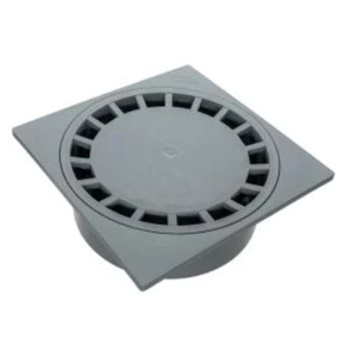 ÇAMUR KOVALI YER SÜZGECİ 25 x 25 cm - Ø 100 LÜK ALTTAN ÇIKIŞ YER SİFONU YUVARLAK KAPAK
