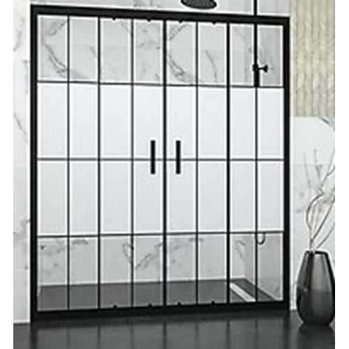 DUŞAKABİN 6mm CAM 2 SABİT 2 ÇALIŞIR 140-160 cm H:190cm - SARUN YAPI MARKET A.Ş. - KAROLAJ DESENLİ