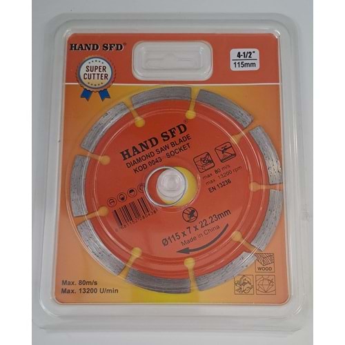 HAND SFD SOKETLİ ELMAS TESTERE - GRANİT KESİCİ - MERMER KESİCİ 115 LİK